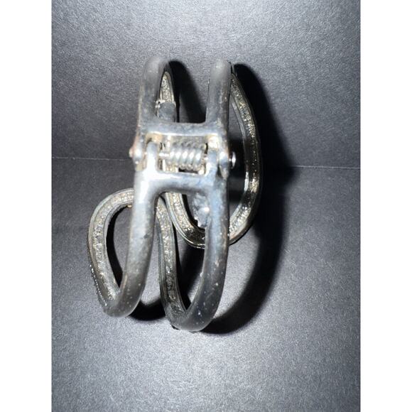 Vintage Clamper Rhinestone Bracelet Silver Tone Purple Abstract Retro Y2K READ - Picture 3 of 4